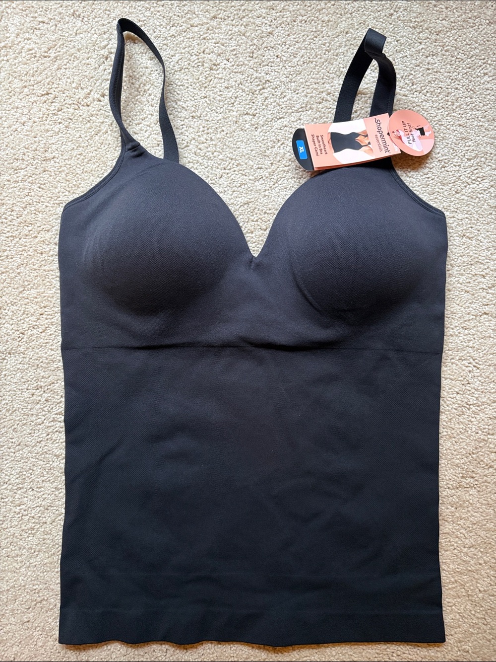 Shapermint Black Seamless Shaping Camisole with Molded Cups